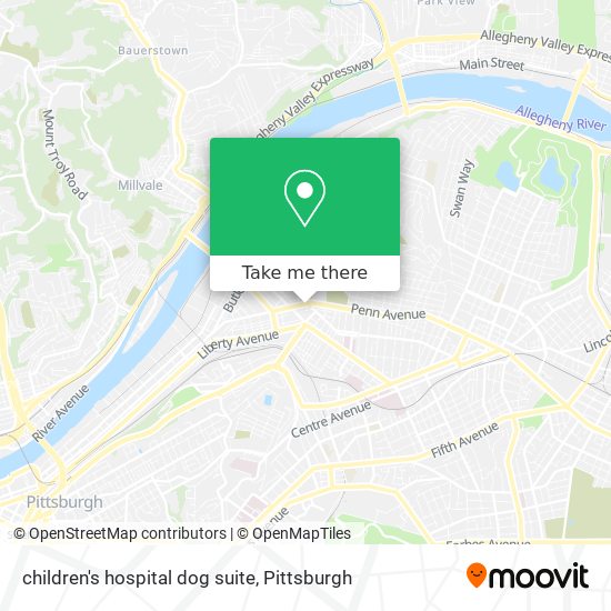 children's hospital dog suite map