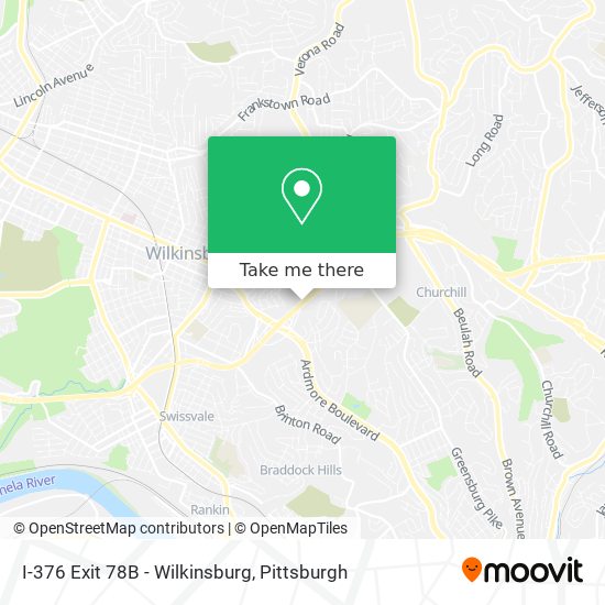 I-376 Exit 78B - Wilkinsburg map