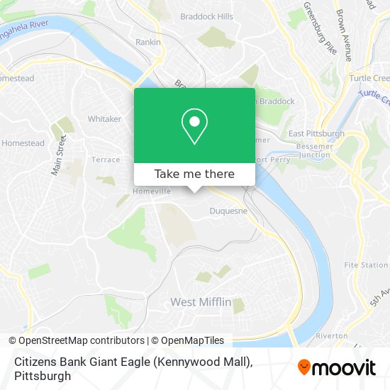 Citizens Bank Giant Eagle (Kennywood Mall) map