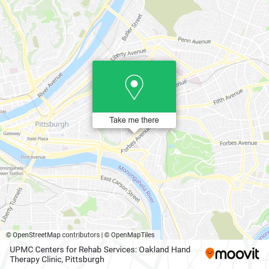 Mapa de UPMC Centers for Rehab Services: Oakland Hand Therapy Clinic