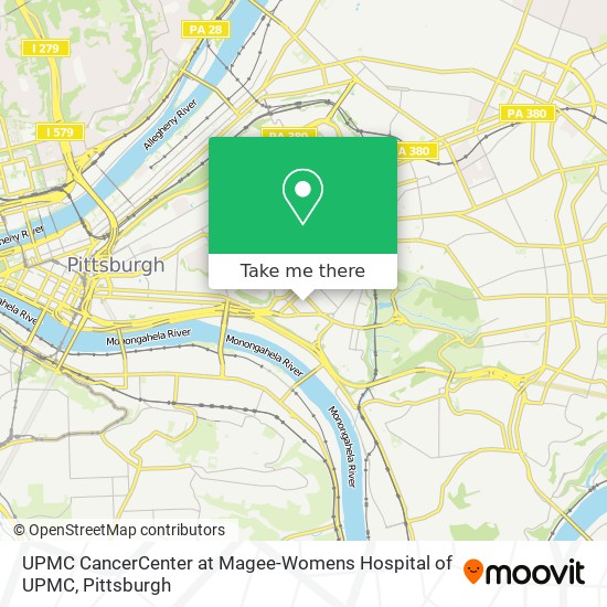UPMC CancerCenter at Magee-Womens Hospital of UPMC map