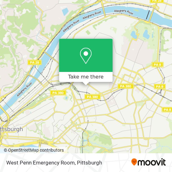 Mapa de West Penn Emergency Room