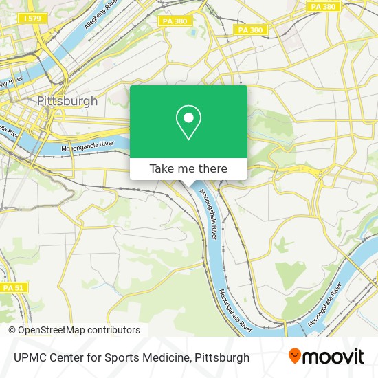 UPMC Center for Sports Medicine map