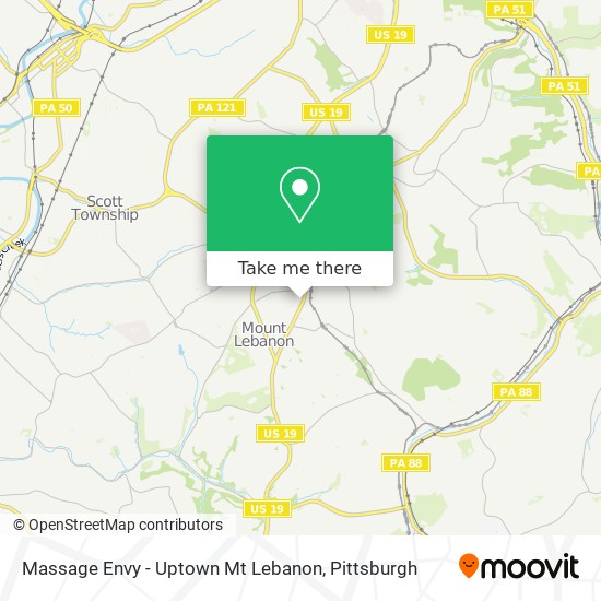 Mapa de Massage Envy - Uptown Mt Lebanon