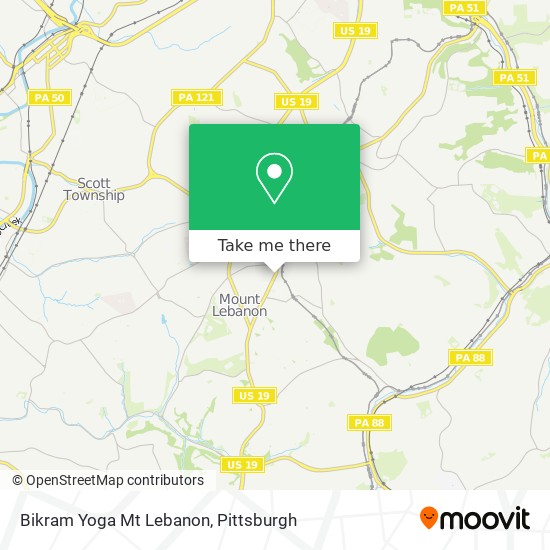 Mapa de Bikram Yoga Mt Lebanon