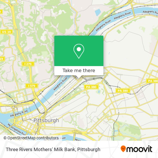 Three Rivers Mothers' Milk Bank map