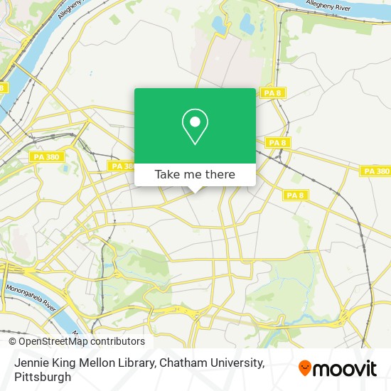 Mapa de Jennie King Mellon Library, Chatham University