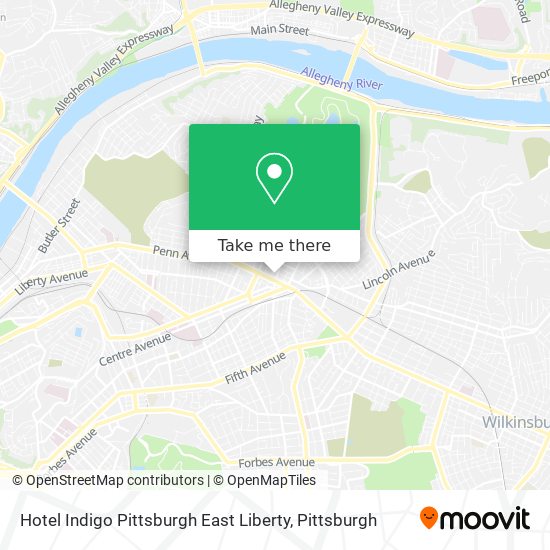 Hotel Indigo Pittsburgh East Liberty map