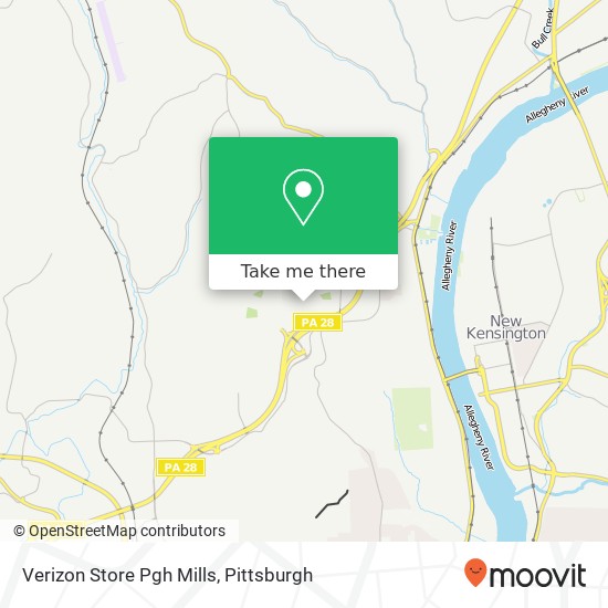Mapa de Verizon Store Pgh Mills