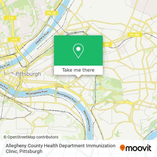Allegheny County Health Department Immunization Clinic map