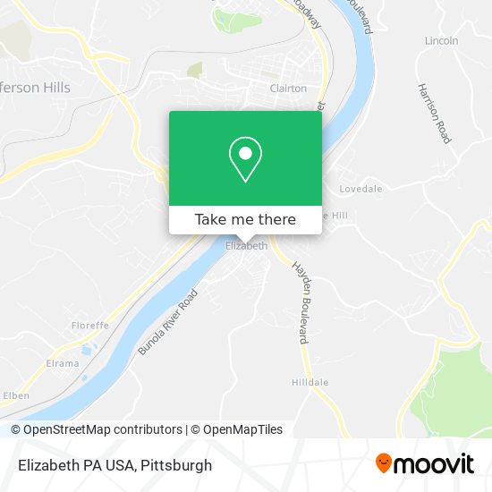 Mapa de Elizabeth PA USA