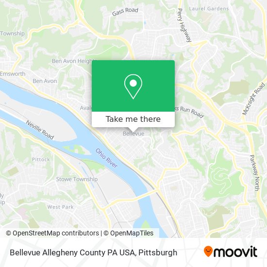 Bellevue Allegheny County PA USA map