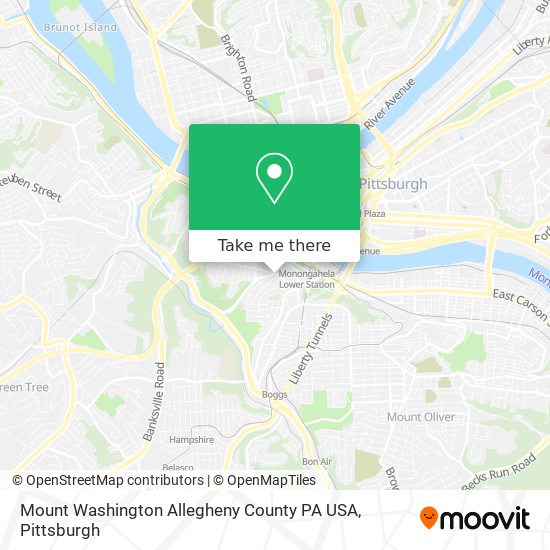 Mount Washington Allegheny County PA USA map