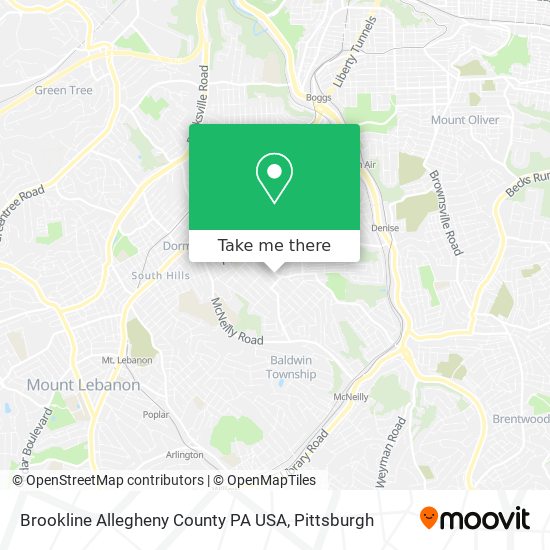 Mapa de Brookline Allegheny County PA USA