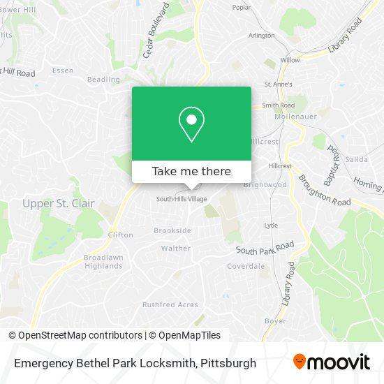 Emergency Bethel Park Locksmith map