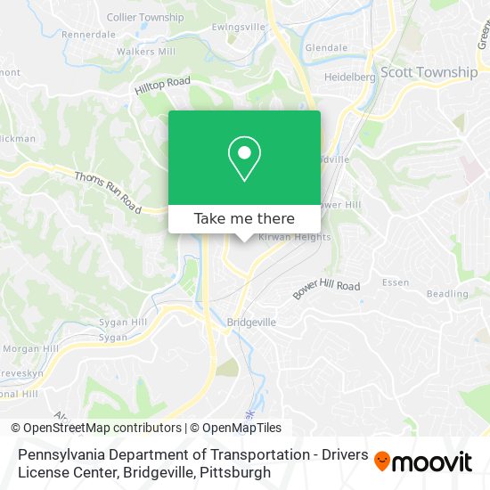Pennsylvania Department of Transportation - Drivers License Center, Bridgeville map