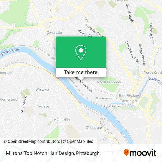 How to get to Miltons Top Notch Hair Design in Braddock by Bus?