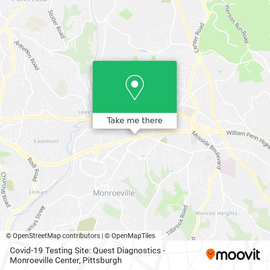 Covid-19 Testing Site: Quest Diagnostics - Monroeville Center map