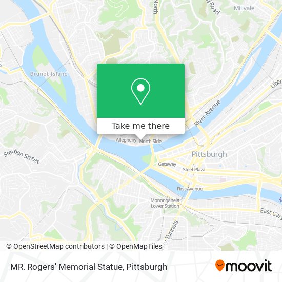 MR. Rogers' Memorial Statue map