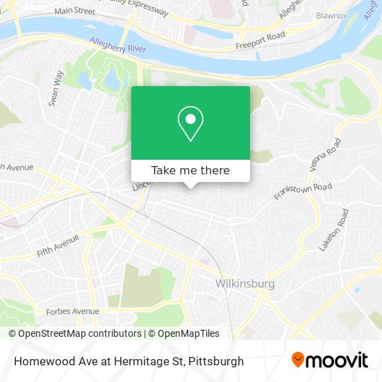 Homewood Ave at Hermitage St map