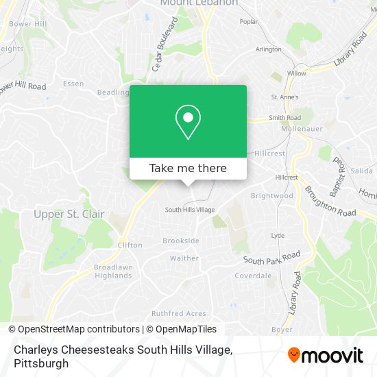 Mapa de Charleys Cheesesteaks South Hills Village
