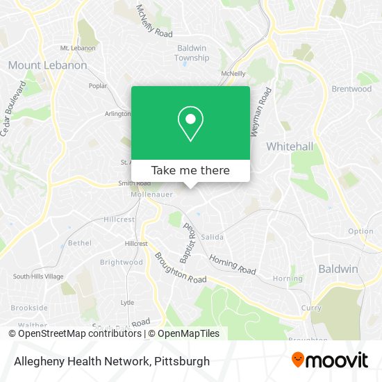 Mapa de Allegheny Health Network