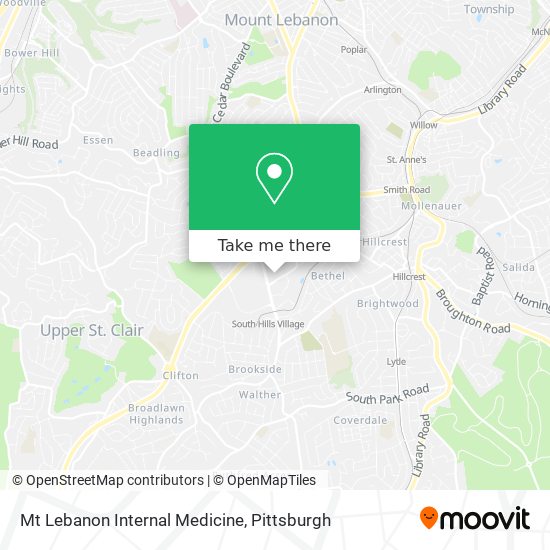 Mapa de Mt Lebanon Internal Medicine