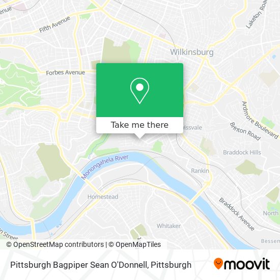 Mapa de Pittsburgh Bagpiper Sean O'Donnell