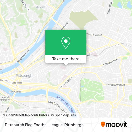 Pittsburgh Flag Football League map