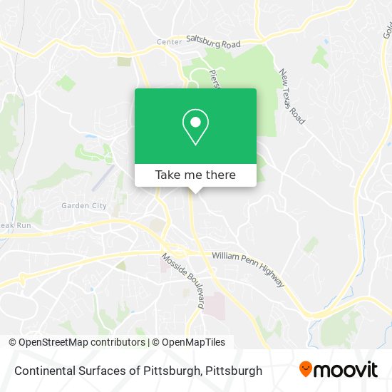 Mapa de Continental Surfaces of Pittsburgh