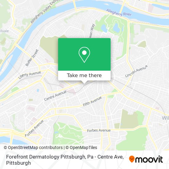 Mapa de Forefront Dermatology Pittsburgh, Pa - Centre Ave