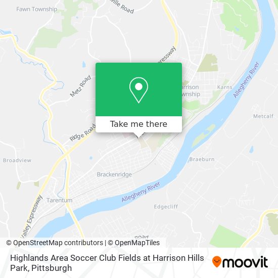 Highlands Area Soccer Club Fields at Harrison Hills Park map