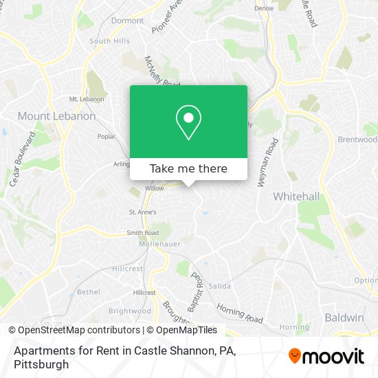 Mapa de Apartments for Rent in Castle Shannon, PA