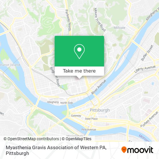 Myasthenia Gravis Association of Western PA map