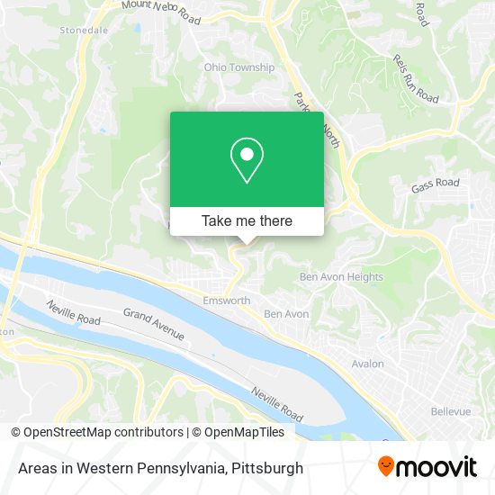 Areas in Western Pennsylvania map