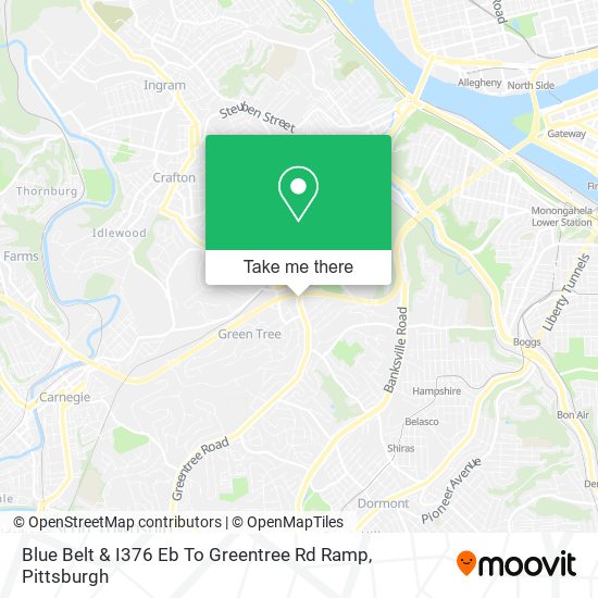 Mapa de Blue Belt & I376 Eb To Greentree Rd Ramp