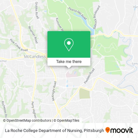 Mapa de La Roche College Department of Nursing