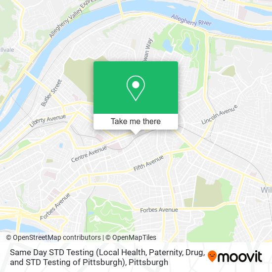 Same Day STD Testing (Local Health, Paternity, Drug, and STD Testing of Pittsburgh) map