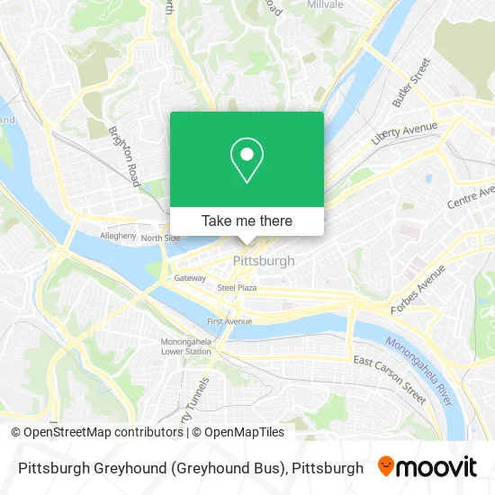 Mapa de Pittsburgh Greyhound (Greyhound Bus)