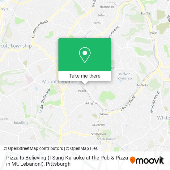 Mapa de Pizza Is Believing (I Sang Karaoke at the Pub & Pizza in Mt. Lebanon!)