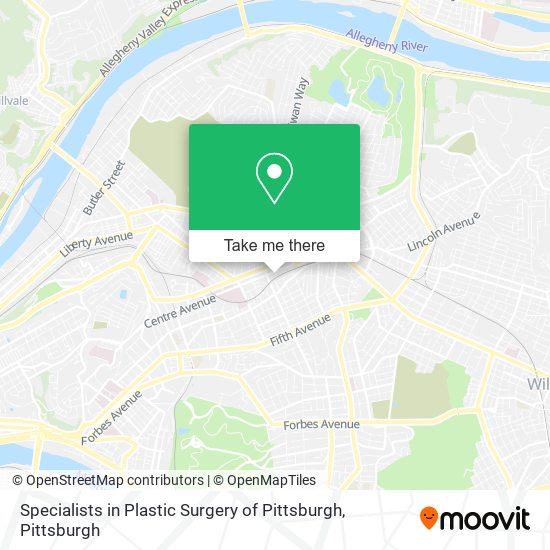 Specialists in Plastic Surgery of Pittsburgh map