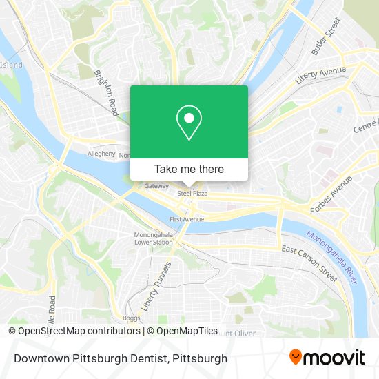 Mapa de Downtown Pittsburgh Dentist