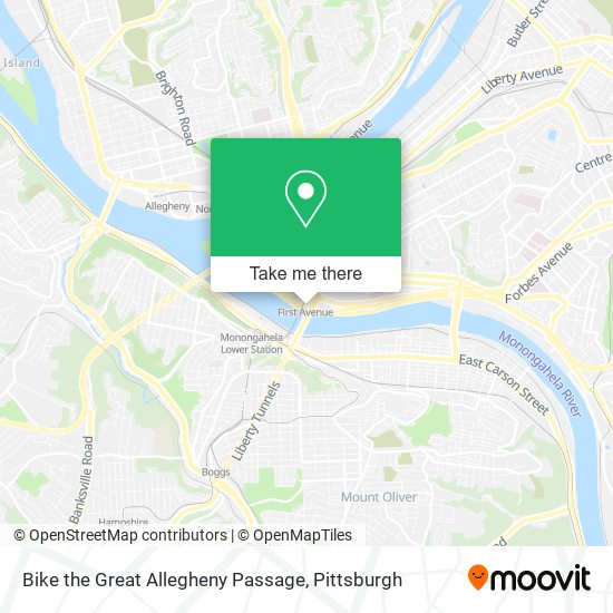 Mapa de Bike the Great Allegheny Passage