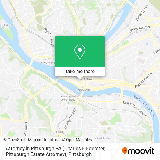 Attorney in Pittsburgh PA (Charles E Foerster, Pittsburgh Estate Attorney) map
