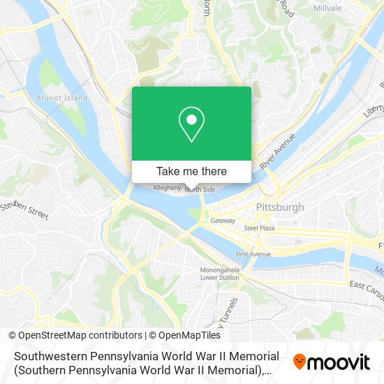 Southwestern Pennsylvania World War II Memorial map