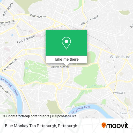 Blue Monkey Tea Pittsburgh map