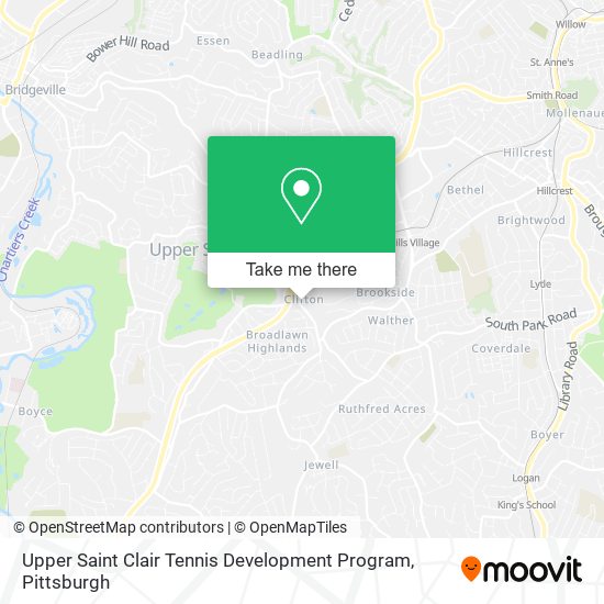 Upper Saint Clair Tennis Development Program map