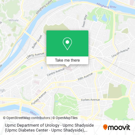 Mapa de Upmc Department of Urology - Upmc Shadyside (Upmc Diabetes Center - Upmc Shadyside)