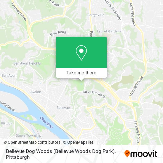 Bellevue Dog Woods map