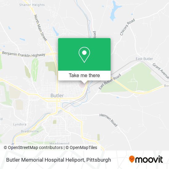 Butler Memorial Hospital Heliport map